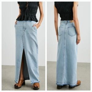 NWT Rails Manhattan Split Front Maxi Denim Skirt in Light Wash Size 29